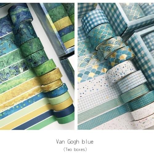 22Pcs/2Sets Gold Stamping Washi Tape Box-packed Masking Tape Retro Decoration Tape Sticker Scrapbook Diary Stationery Supply