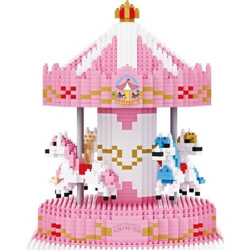 2579 Pcs Mini Brick 3D Model Merry-go-round for Children Toys Mini Diamond Building Blocks DIY Assembly for Girls Toy