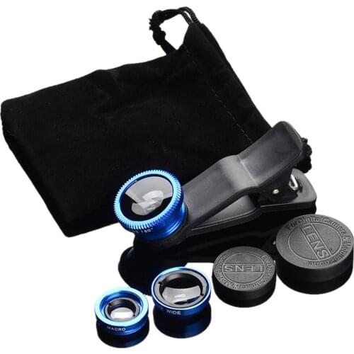 3-in-1 Wide Angle Macro Fisheye Lens Camera Kits Mobile Phone Fish Eye Lenses with Clip 0.67x for All Cell Phones