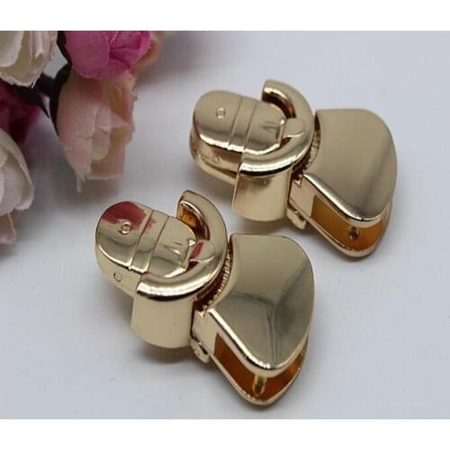 6 PCS/lot) high-grade gold plating black leather twist lock diy metal handbags decorative buckle accessories