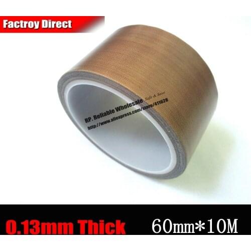 60mm*10M*0.13mm) Single Adhesive PTFE Tape, High Temperature Resist up to 300C, Hot Appliance for Vaccum Sealing Cut