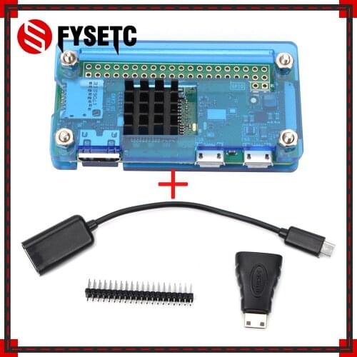 Acrylic Case Blue Shell Cover Enclosure Kit with Heatsink USB Cable Mini HDMI Adapter GPIO Connector for Respberry Pi Zero