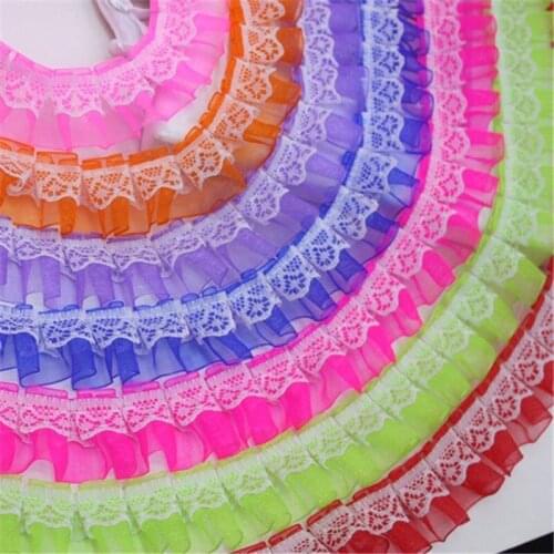 40yards 2.5cm 15colors Satin Ruffle Lace Trim Ribbon Pleated Tape Dress Doll and girl dress Clothes 0.98'' Width