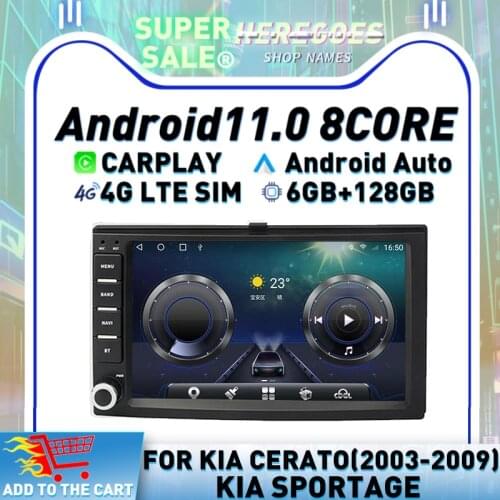 Carplay 7" Android 10.0 Car DVD Player 4G LTE Navigation Wifi For Kia Cerato Sportage Forte Spectra Morning VQ Sedona GPS Radio