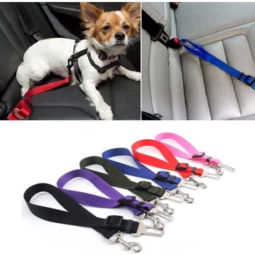Pet Dog Cat Car Seat Belt For Accessories Goods Animals Adjustable Harness Lead Leash Small Medium Travel Clip French Bulldog