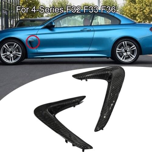 Car Real Carbon Fiber Side Body Intake Grille Fender Air Vent Replace Cover Trim For-bmw F32 / F33 / F36 4-series 2014