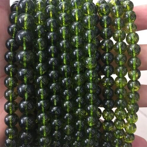 Green Brazilian Olive Quartz Loose Bead Peridot Gemstone Natural Stone Bead for Jewelry Making Bracelet DIY 6/8/10MM