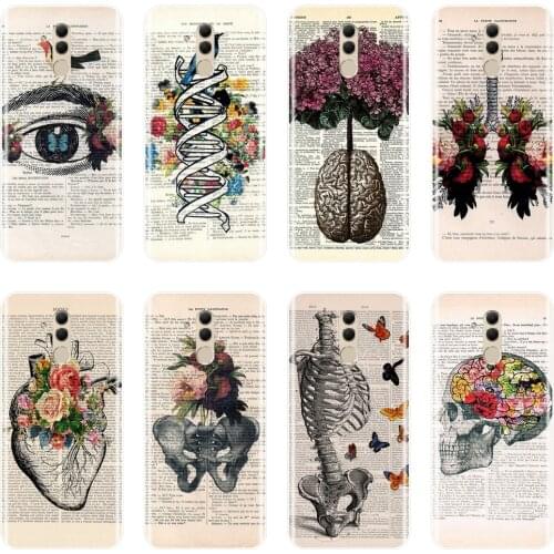 Back Cover For Huawei Mate 9 10 20 Lite Skull Flower Heart Eye Anatomy Silicone Soft Phone Case For Huawei Mate 7 8 9 10 20 Pro
