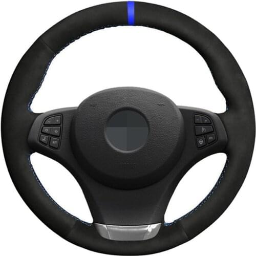 Black Car Steering Wheel Cover Black Suede For BMW E83 X3 2003 2004 2005 2006 2007 2008 2009 2010 E53 X5 2004-2006 Accessories