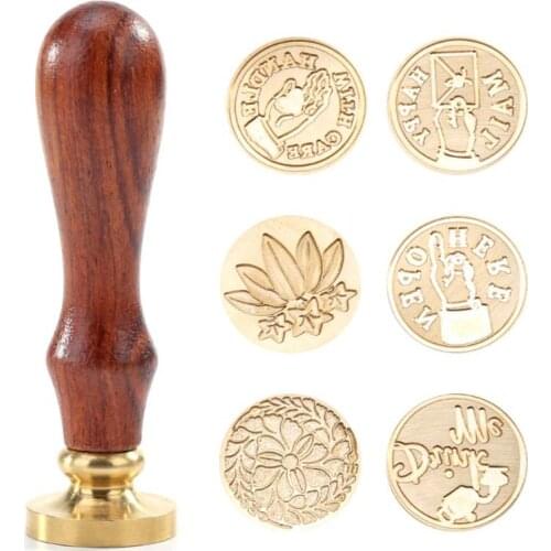 Retro Wooden Stamp Antique Metal Sealing Wax Stamps Wood Handle Wedding Invitations Wax Seal Stamp Craft Wax Seal Stamp