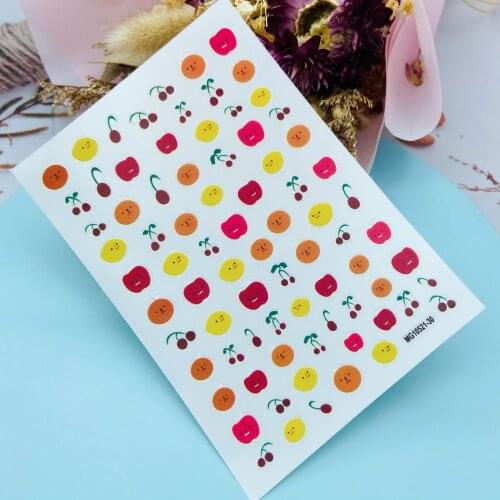 Diy 3d Japanese Style Embossment Nail Stickers Carton Fruits Smiles & Clouds Dry Nail Decals Nail Art anicure Women Girls Gifts