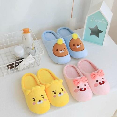 Girl indoor Slippers Apeach Ryan Slippers Cartoon Warm Woman Slippers Mute Non-Slip Plush Shoes Home House Slippers Gifts