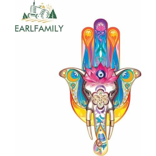 EARLFAMILY 13cm x 7.7cm For Hamsa Ganesha Art Motorcycle Car Stickers Windshield Decals Waterproof Suitable for JDM RV