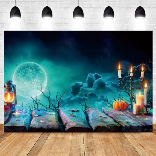 Yeele Halloween Backdrop Photography Moon Dark Clouds Pumpkin Candle Board Background Baby Photographic Photo Studio Photophone
