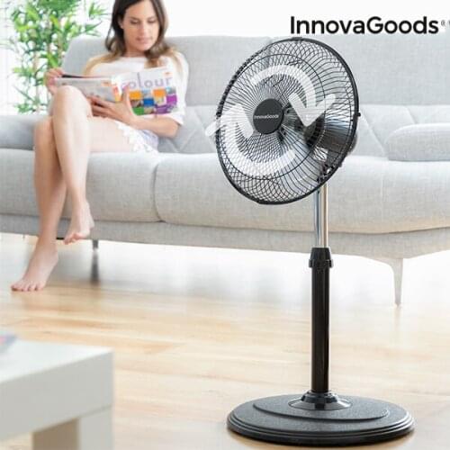 InnovaGoods Ø 30 cm 60W Black 360º Oscillating Pedestal Fan