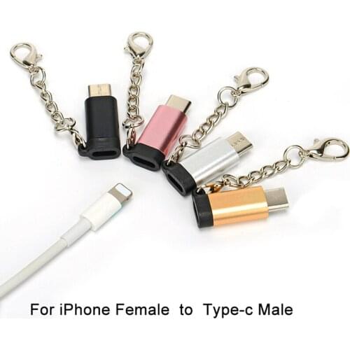 Keychain Cable Female to USB-C Type-c Male Charger Cable Adapter for iPhone