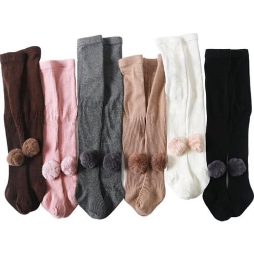 Autumn winter Tights For Girls Children pompom design Pantyhose Cotton Girls Stockings Toddler Tights Baby Kid pants children