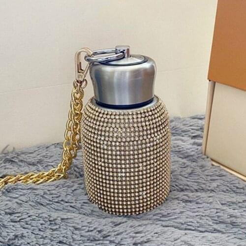 Creative Diamond Thermos Bottle with Chain Stainless Steel Vacuum Flask 220ml Mug Gift for Women Water Bottles