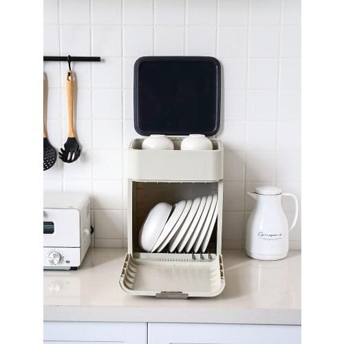 Kitchen tableware storage box drain with lid to place tableware, dishware, storage rack, artifact, tableware storage box