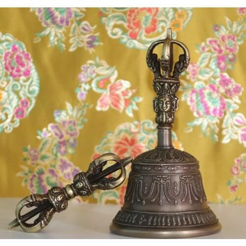 Meditation Brass Bell Tibet Buddhism Bronze Tibetan Exorcism Dorje Vajra Phurpa Bell Statue Nepal Dharma Pestle Sound Crisp