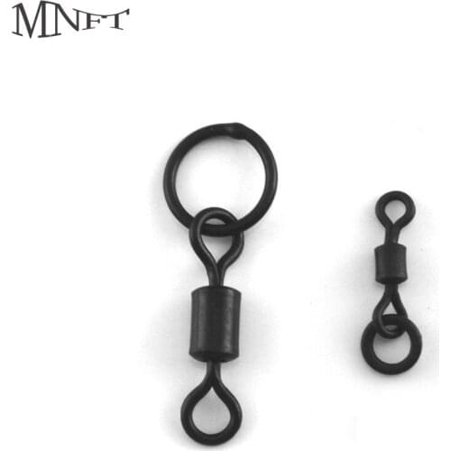 MNFT 50Pcs Link / Flexi Ring Swivel Carp Fishing Tackle Big Rig Swivels Length L-24mm & M-11mm