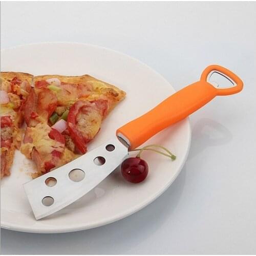 1PC Multifunction Cheese Knife With Forked Tip Serrated Kitchen Cooking Tools Stainless Steel Cutting Cheese Butter Pizza KX 182