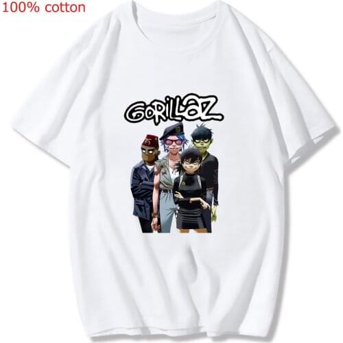Music Band Gorillaz T Shirts Men Pure Cotton Funny T-Shirts Crewneck Tees Short Sleeve Clothing Party Womens Tops