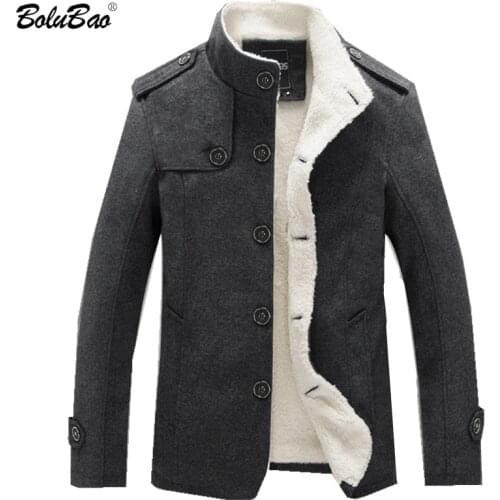 BOLUBAO Brand Men Wool Blend Coats 2020 Winter Fashion Mens Solid Color High Quality Coat Clothing Male Thick Warm Overcoat
