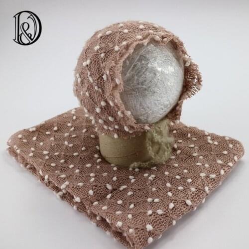 5 Sets/lot Mix color Handcraft Soft Knit Small Bobble Wraps with Bonnet Set for Baby Newborn Photography Props BABY SHOWER