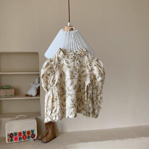 2021 New Stlye Girls Printed Shirt Cotton Autumn Full sleeve Fashion Girls Blouse 2-8 year MY450