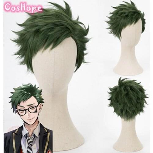 Trey Clover Cosplay Wig Twisted Wonderland Cosplay Men Short Green Wig Cosplay Anime Cosplay Wigs Heat Resistant Synthetic Wigs