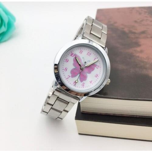 Hot Fashion Women Watches Silver Stainless Steel Band Ladies Quartz Watch Female Beautiful Cartoon Wristwatch for girls student
