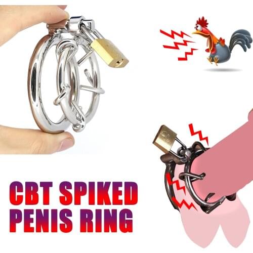 Stainless Steel Chastity Device Cock Cage Penis Ring With Spiked Lockable Ring Prison Delay Ejaculation BDSM 18+ Male Sex Toys
