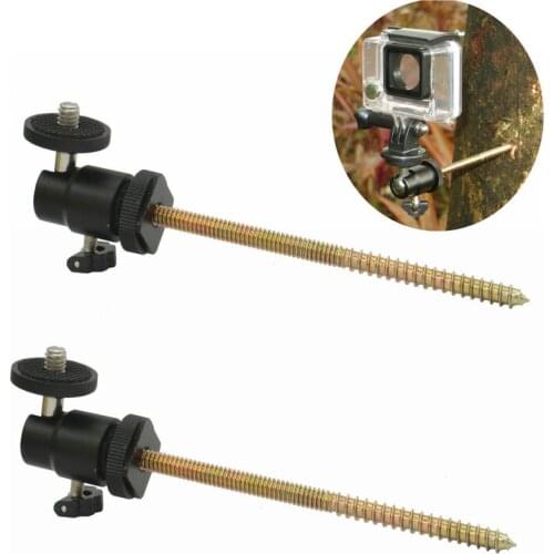 Screw-in Wood Tree Mount Holder with 1/4-20 Camera Ball Head + Tripod Mount for Gopro Hero POV Action Cameras, Hunt Trail Camera