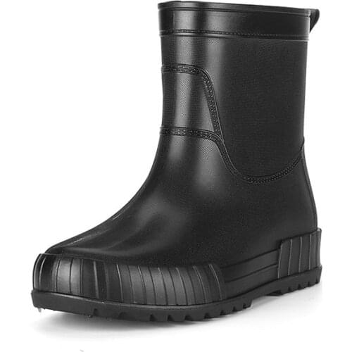 Mid-Tube Rainshoes Mens Short Rain Shoes Rain Boots Waterproof Outer Wear Car Wash Fishing Rubber Shoes Non-Slip Work Shoes