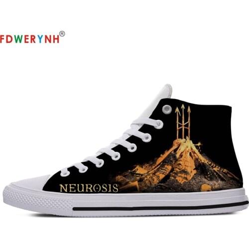 Neurosis Street Mens Casual Shoes White Customized Printed Men High-top Canvas Shoes Breathable Casual Lace-up Shoes