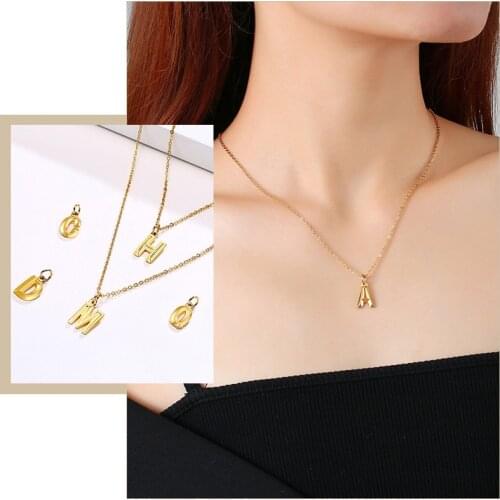 Womens Customized Initial A-Z Alphabet Necklaces,Simple Stainless Steel Metal Letters Pendant Jewelry,Chic Collar Gifts for Her