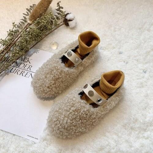 Winter Flats Women Shoes Loafers Flat Heel Shoes Lazy Women Moccasin Mules Shoes for Women Round Toe Zapatos De Mujer W36-85