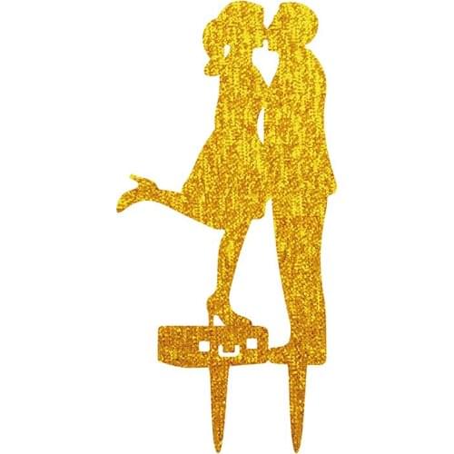 1PCS Romantic Kissing Gold Bride&Groom Acrylic Wedding Cake Topper Couples Wedding Gifts Favors
