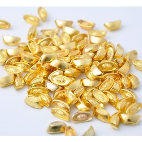 10pcs/set Chinese Golden Ingot Ornament Pocket Yuanbao Fengshui Home Decor Metal Mascot Crafts Feng Shui Auspicious Lucky Crafts