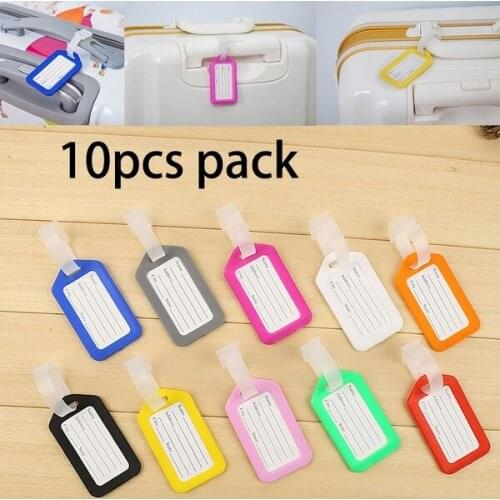 10Pcs/lot Ramdom Color ABS Plastic Travel Luggage Tags With Transparent Straps