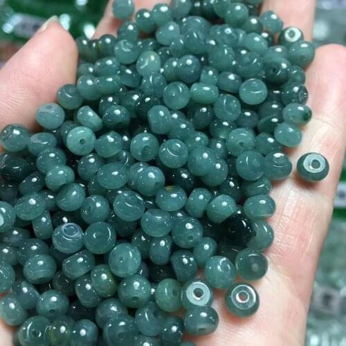 10PC Natural Green Emerald Beads on An Abacus Accessories DIY Bangle Charm Jewellery Fashion Hand-Carved Luck Amulet Gift