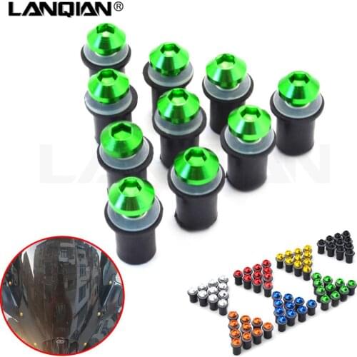 10PCS Fairing Wind Screen Screw Bolt Kit Windshield Mounting Nut bolt For KAWASAKI Versys Z800 Ninja ZX10R ZX12R ZX6RR ZZR600