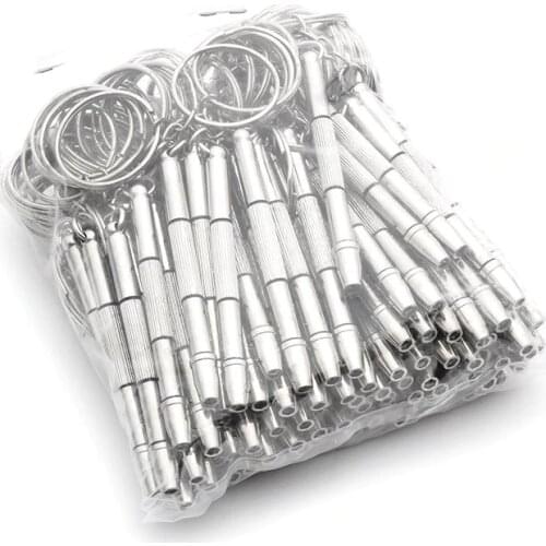100Pcs 3 in 1 Multi-Bit Mini Screwdriver Glasses Eyeglass Watch Keychain Repair Tool