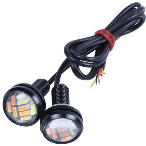 2 Pcs 12V 2m Dual Color Switchback 4014 12 Led Drl Eagle Eye Daytime Light