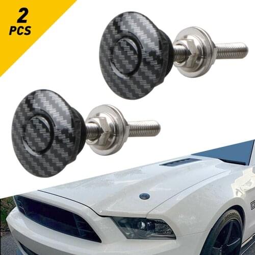 2X Carbon Fiber Push Button Quick Release Car Hood Bonnet Latch Pin Lock Bumper Clip Black airride eibach accuair ta technix