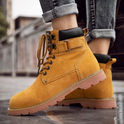 2021 Fashion Waterproof Mens Winter Boots New High Top Snow Shoes Men Genuine Leather Martins Ankle Boot Army Boots Big Size