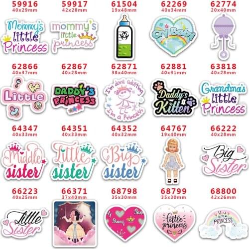 30pcs/lot Free Shipping Flat Resins Mommys Little Princess Girl Planar Resin For Hair Bow Characters PR59916