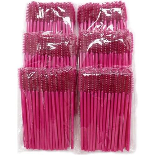 500pcs/lot Disposable Nylon Mascara Wands Applicator Rose Red Handle Brushes Lashes Makeup Brushes Eyelash Extension Tools
