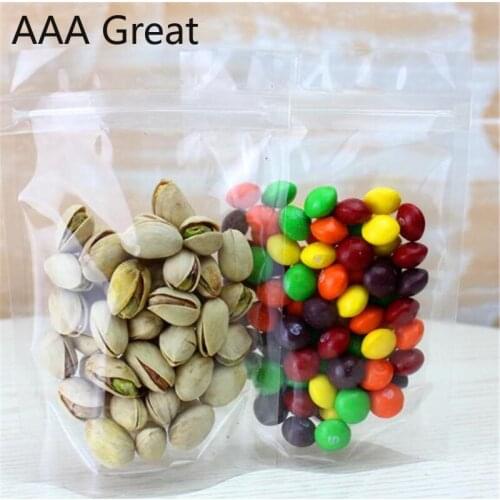 500Pcs/Lot Resealable Transparent Self Seal Grocery Bag Clear Gifts Jewelry Zip Lock Packaging Pouch Stand Up Plastic